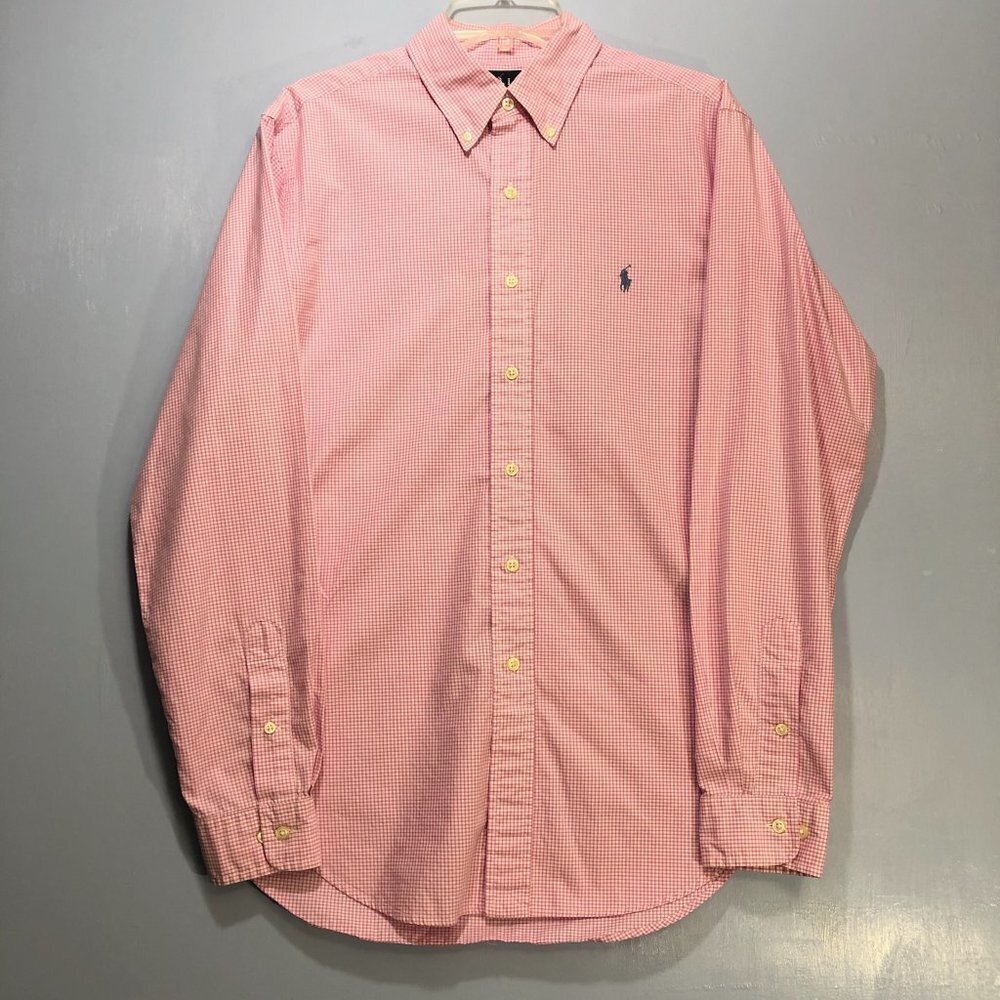 Ralph Lauren Pink and white Gingham Checked Buttondown  Long Sleeve Shirt